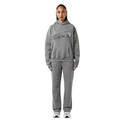 Wolf Grey - Lifestyle - Sisters and Seekers Womens-Ladies Embroidered Logo Wide Leg Sweatpants
