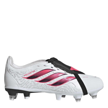 White-Coral - Front - Adidas Childrens-Kids Predator League Soft Ground Rugby Boots