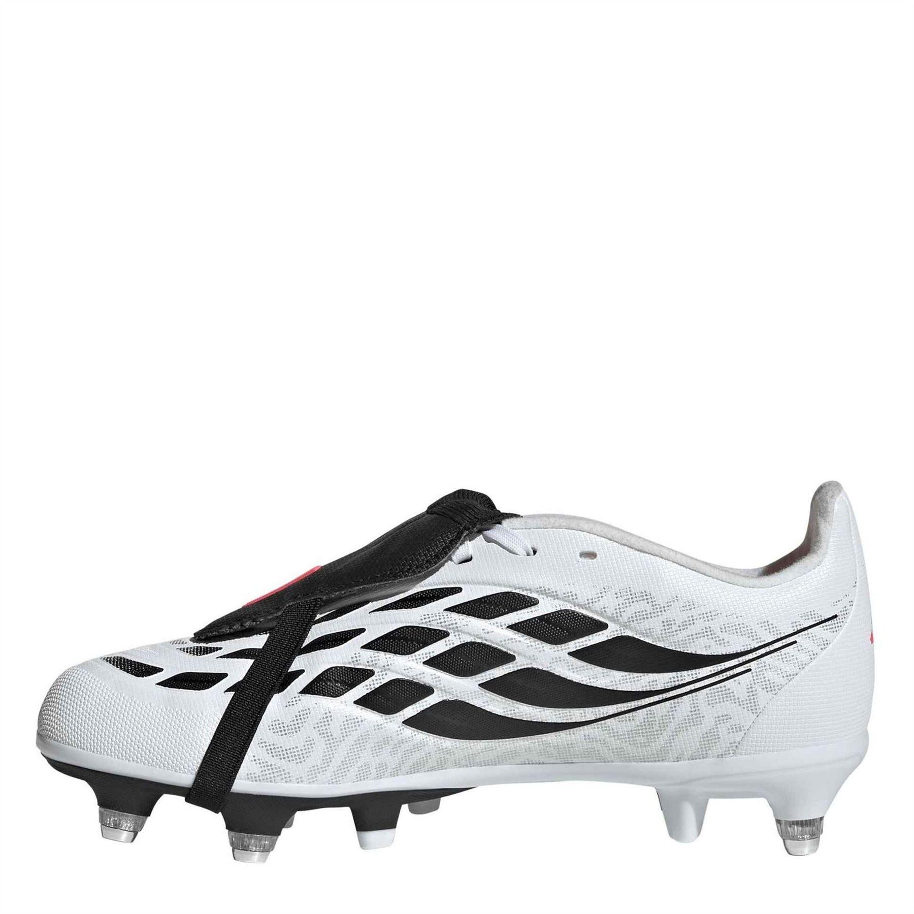 White-Coral - Back - Adidas Childrens-Kids Predator League Soft Ground Rugby Boots