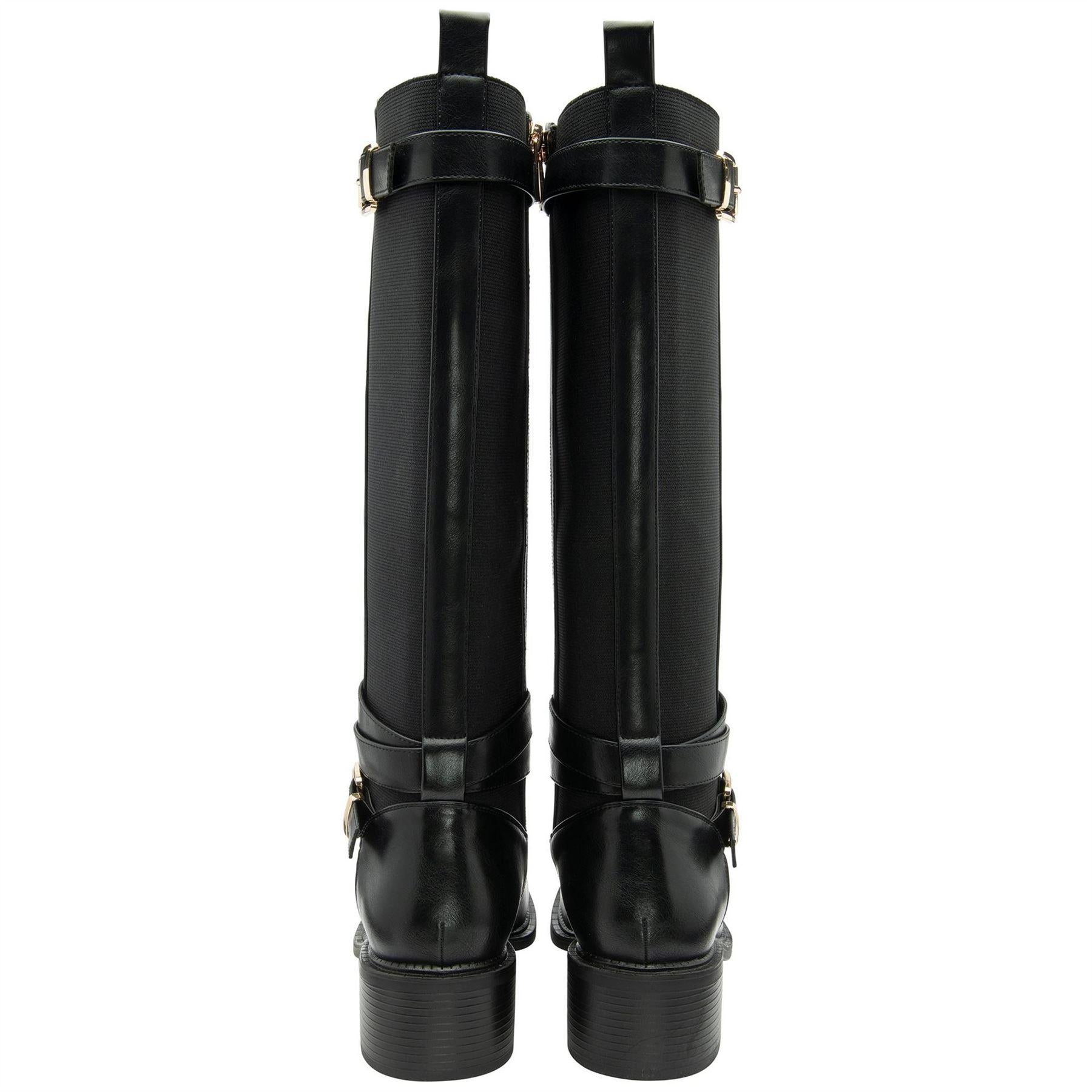 Black - Back - Lotus Shoes Womens-Ladies Freya Leather Knee-High Boots