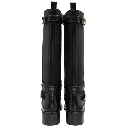 Black - Back - Lotus Shoes Womens-Ladies Freya Leather Knee-High Boots
