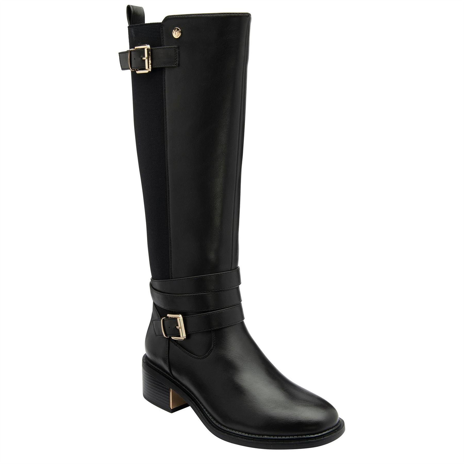 Black - Front - Lotus Shoes Womens-Ladies Freya Leather Knee-High Boots