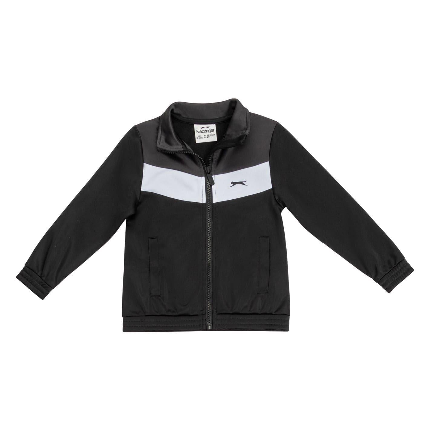 Black-Charcoal - Back - Slazenger Childrens-Kids Polyester Lightweight Tracksuit Set