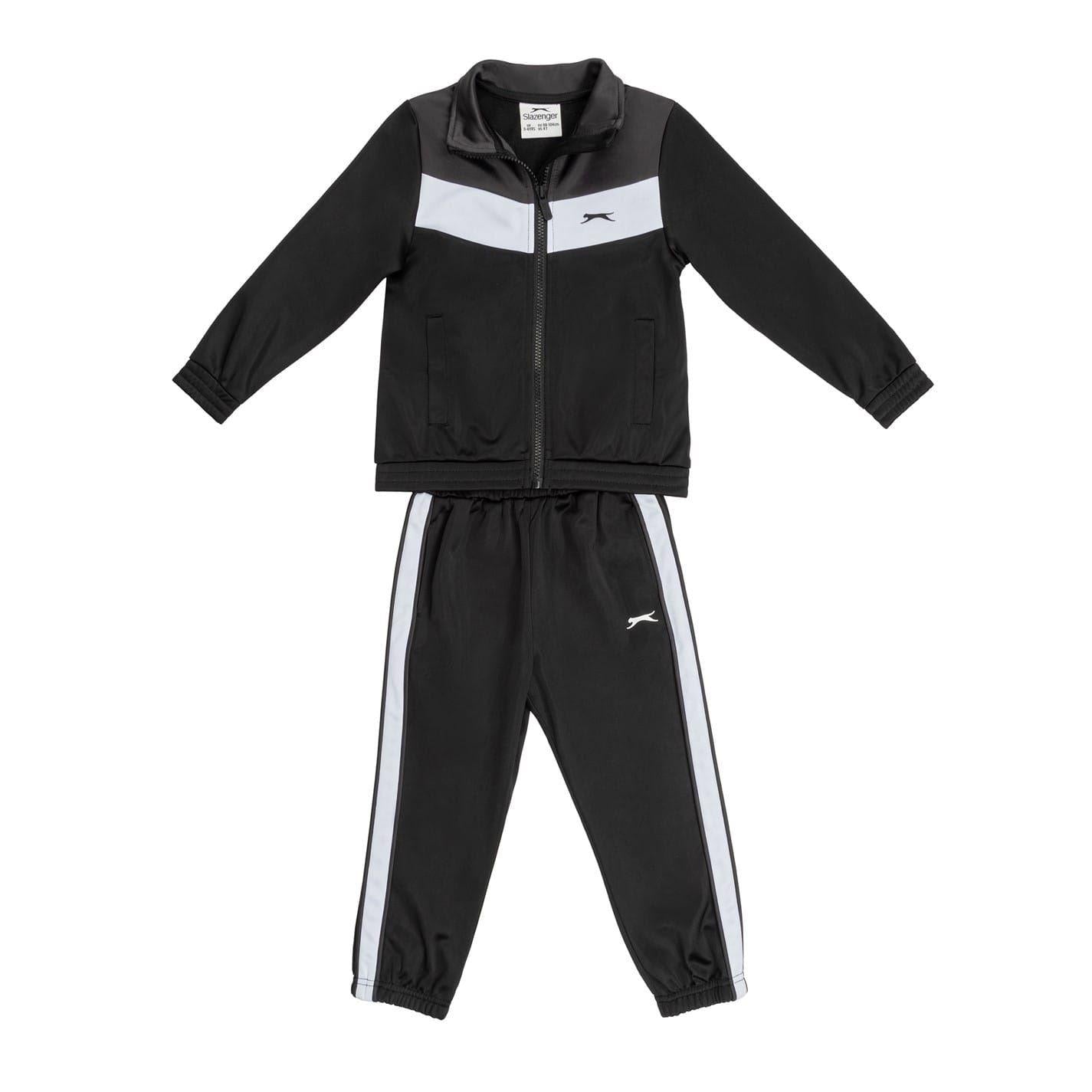 Black-Charcoal - Front - Slazenger Childrens-Kids Polyester Lightweight Tracksuit Set