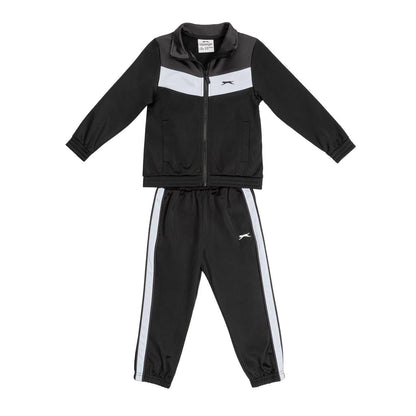 Black-Charcoal - Front - Slazenger Childrens-Kids Polyester Lightweight Tracksuit Set
