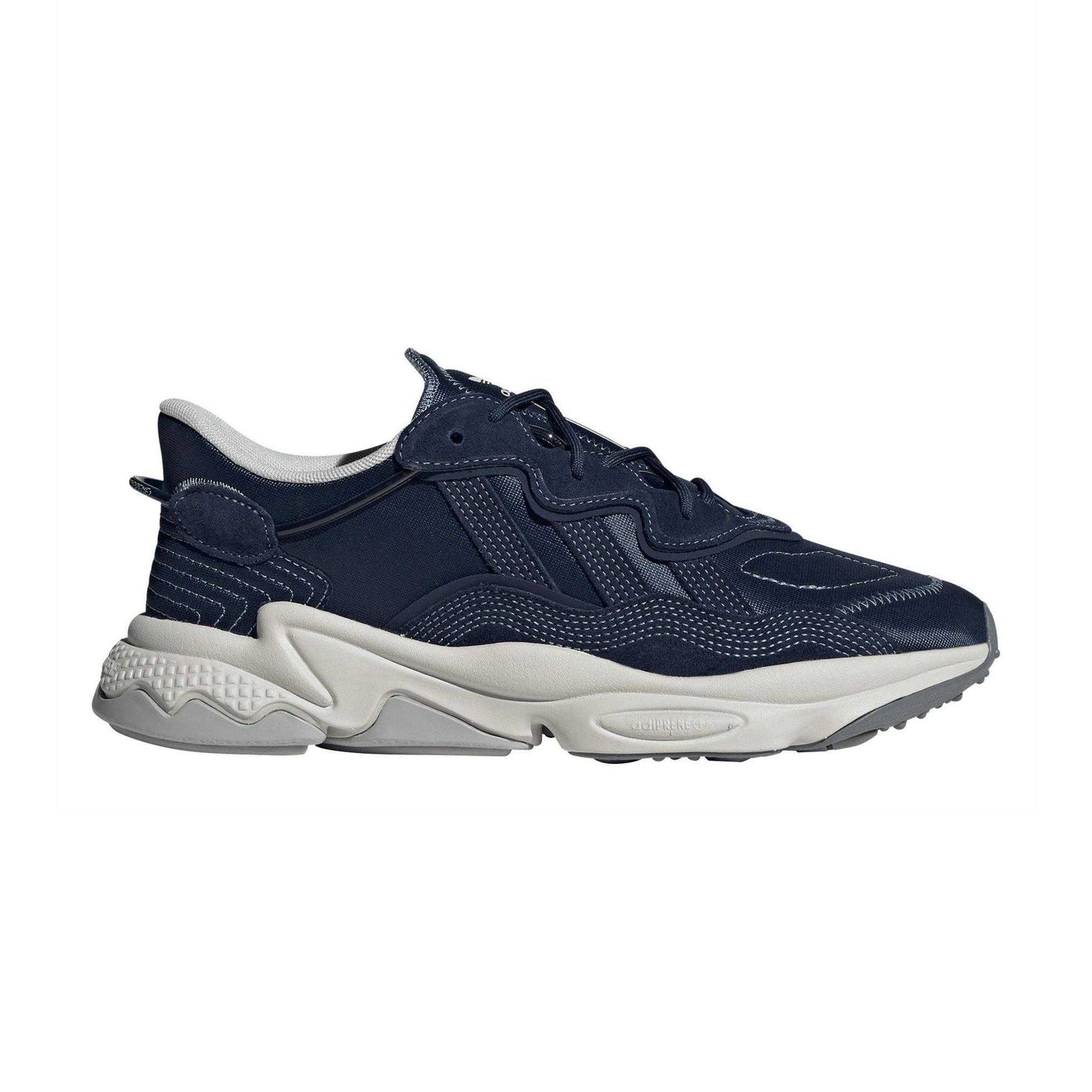 Night Indigo - Side - Adidas Childrens-Kids Ozweego Logo Suede Low Cut Trainers