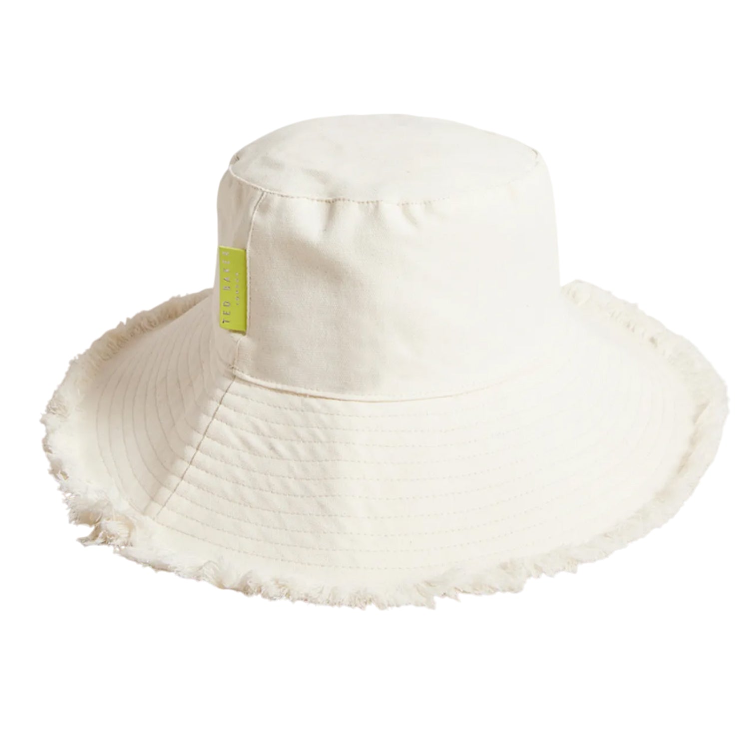 Natural - Front - Ted Baker Baisee Frayed Edge Bucket Hat