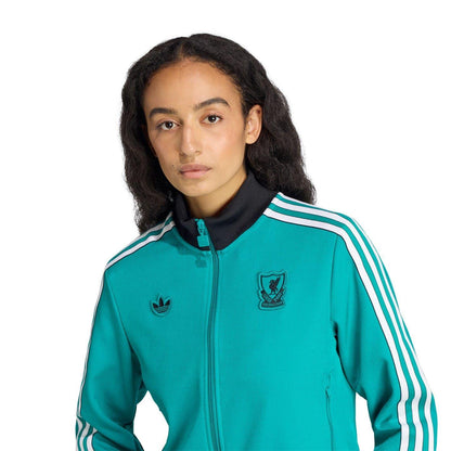 Green - Side - Adidas Womens-Ladies Liverpool FC Polyester Long-Sleeved Tracksuit Top
