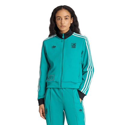 Green - Lifestyle - Adidas Womens-Ladies Liverpool FC Polyester Long-Sleeved Tracksuit Top
