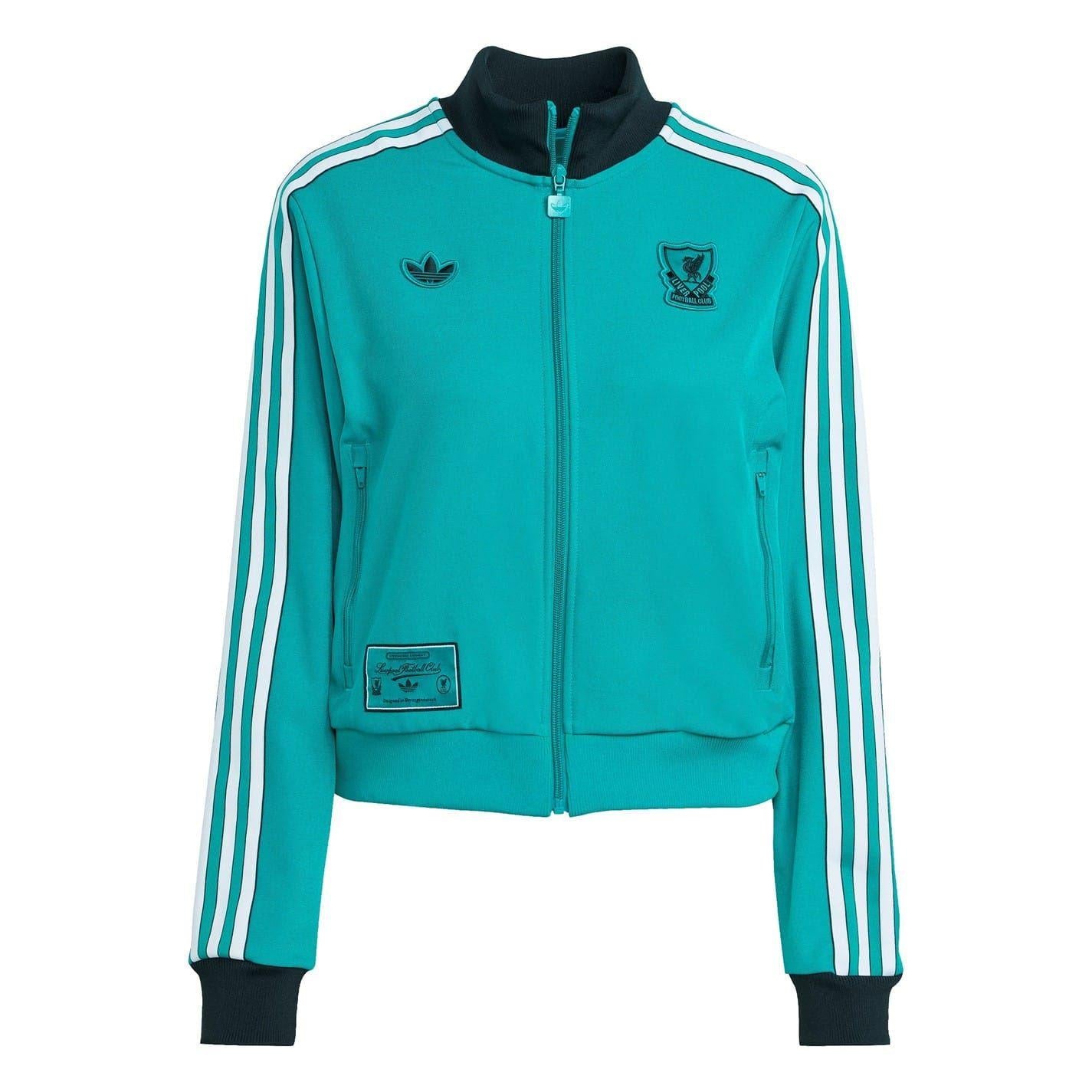 Green - Front - Adidas Womens-Ladies Liverpool FC Polyester Long-Sleeved Tracksuit Top