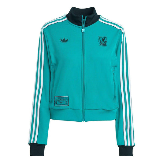 Green - Front - Adidas Womens-Ladies Liverpool FC Polyester Long-Sleeved Tracksuit Top