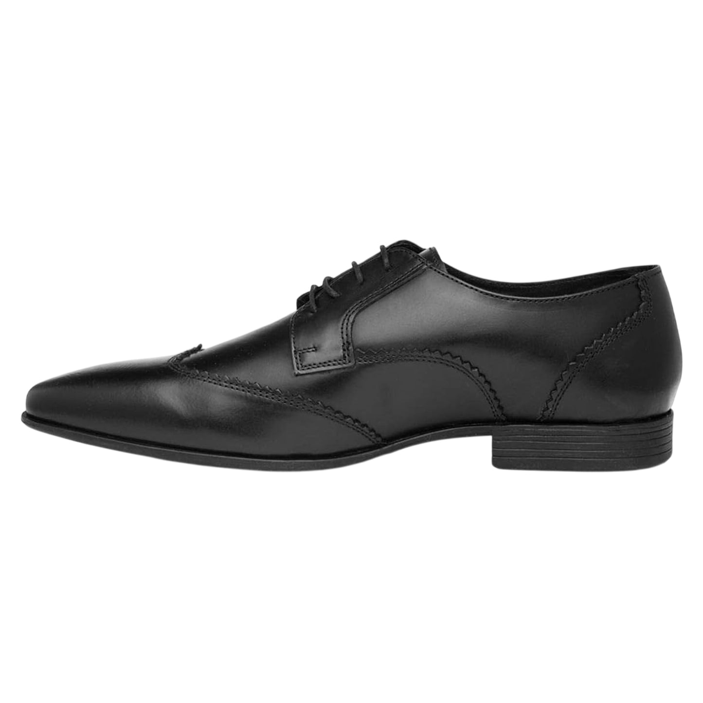 Black - Side - Lambretta Mens Blair Leather Low Heel Derby Shoes