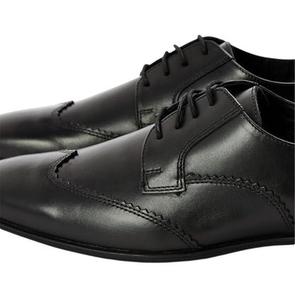 Black - Lifestyle - Lambretta Mens Blair Leather Low Heel Derby Shoes