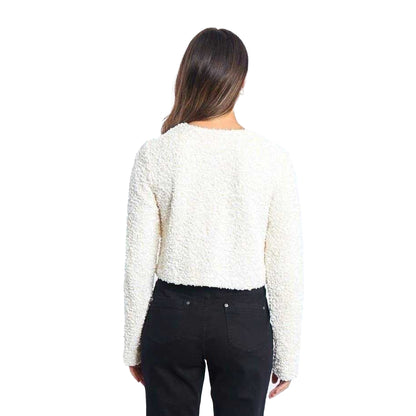 Cream - Back - Be You Womens-Ladies Bow Sequin Relaxed Fit Long-Sleeved Blouse