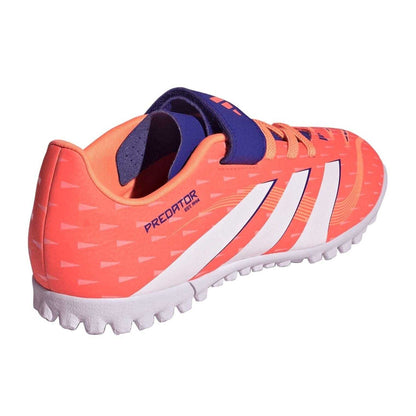 Orange-White - Back - Adidas Childrens-Kids Predator Club Synthetic Artificial Ground Football Boots