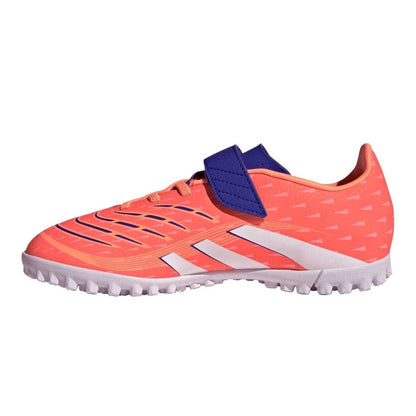 Orange-White - Side - Adidas Childrens-Kids Predator Club Synthetic Artificial Ground Football Boots