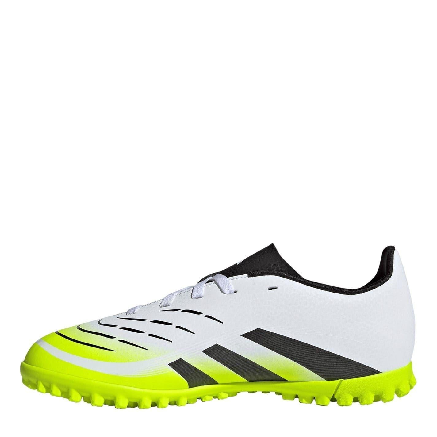 White-Black-Lemon - Back - Adidas Childrens-Kids Predator Club Synthetic Artificial Ground Football Boots