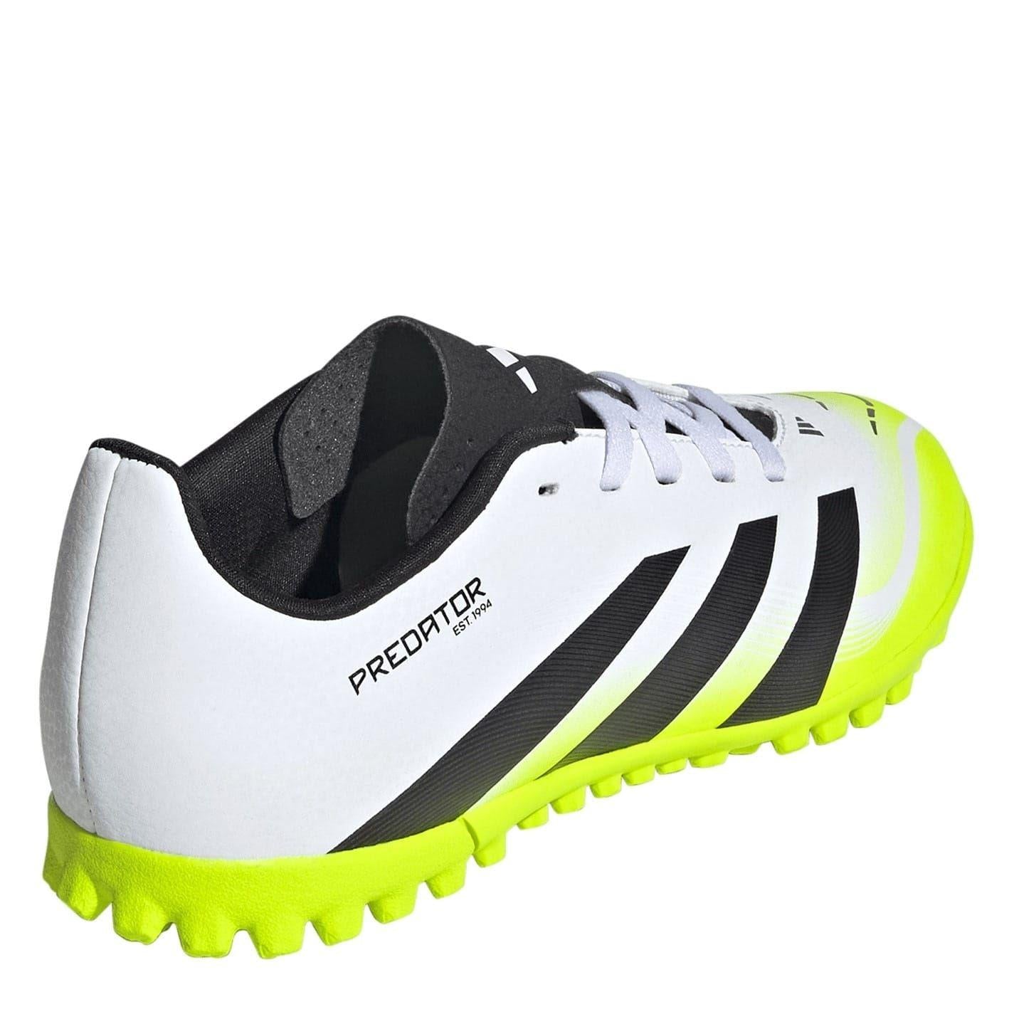 White-Black-Lemon - Side - Adidas Childrens-Kids Predator Club Synthetic Artificial Ground Football Boots