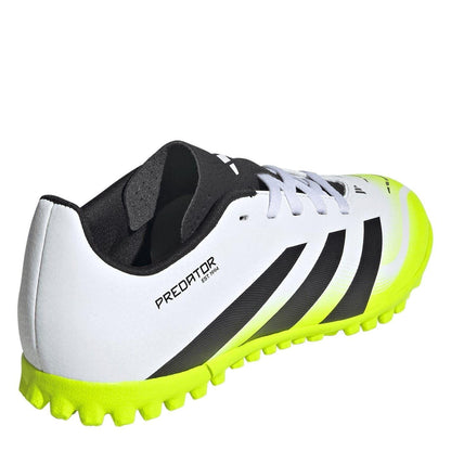 White-Black-Lemon - Side - Adidas Childrens-Kids Predator Club Synthetic Artificial Ground Football Boots