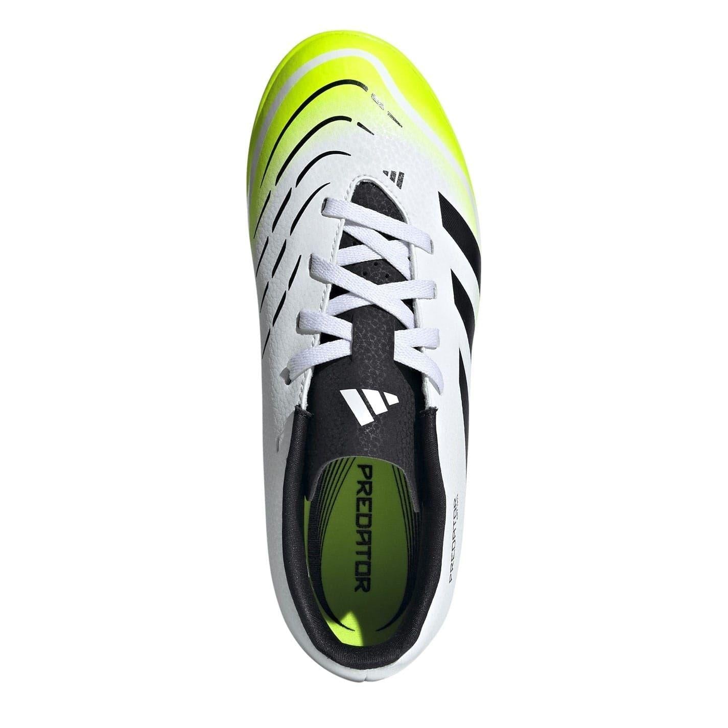White-Black-Lemon - Lifestyle - Adidas Childrens-Kids Predator Club Synthetic Artificial Ground Football Boots