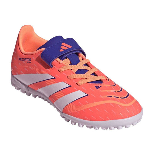 Orange-White - Front - Adidas Childrens-Kids Predator Club Synthetic Artificial Ground Football Boots