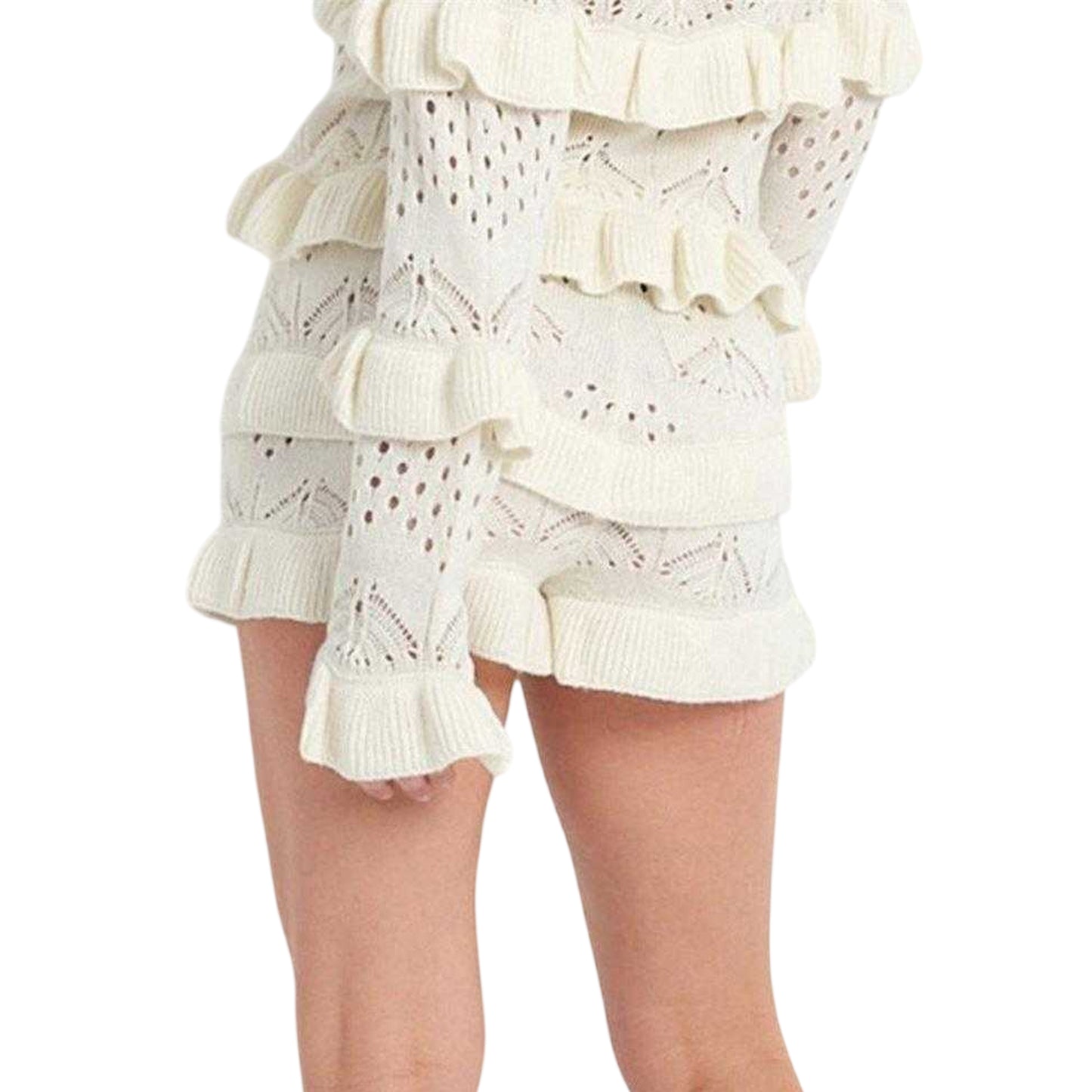 Cream - Back - The Ragged Priest Womens-Ladies Gentle Knitted Shorts