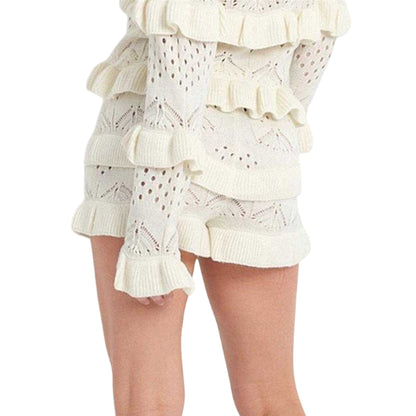 Cream - Back - The Ragged Priest Womens-Ladies Gentle Knitted Shorts