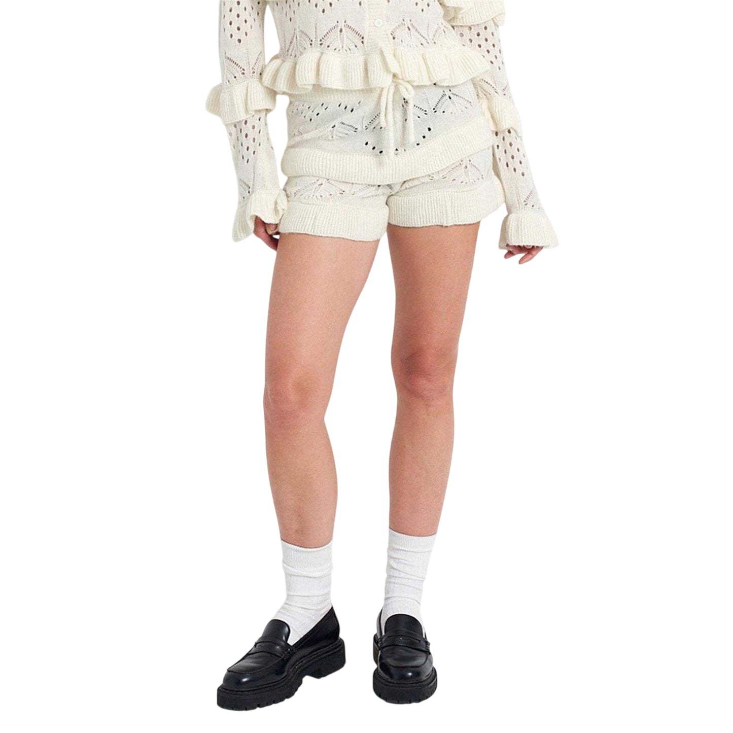 Cream - Side - The Ragged Priest Womens-Ladies Gentle Knitted Shorts