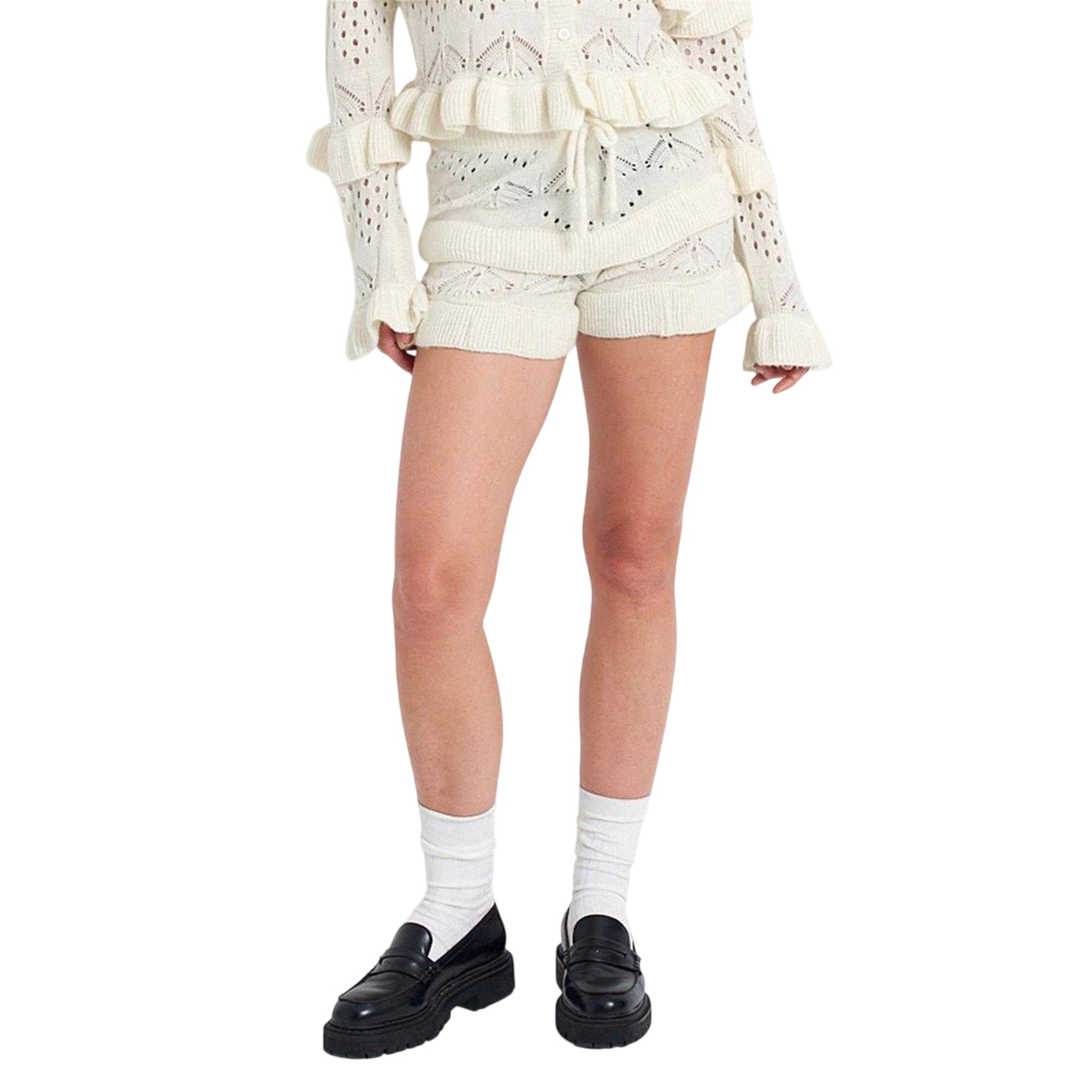 Cream - Side - The Ragged Priest Womens-Ladies Gentle Knitted Shorts