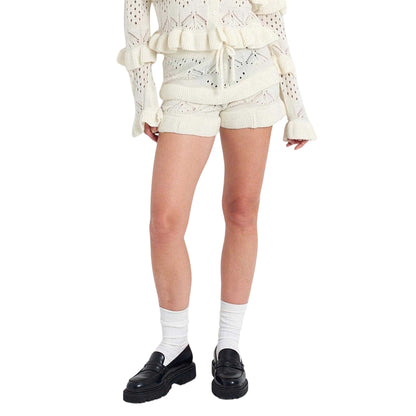 Cream - Side - The Ragged Priest Womens-Ladies Gentle Knitted Shorts