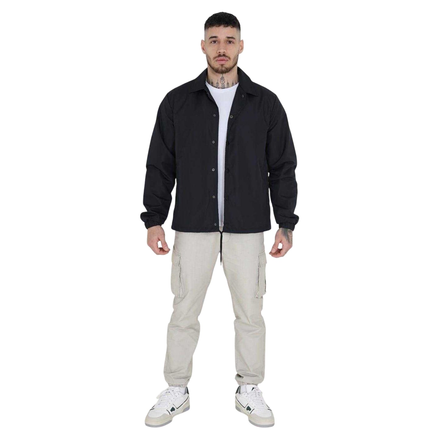 Black - Side - Brave Soul Mens Lightweight Coach Jacket