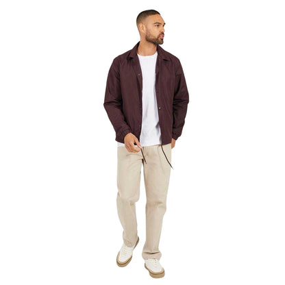 Burgundy - Side - Brave Soul Mens Lightweight Coach Jacket