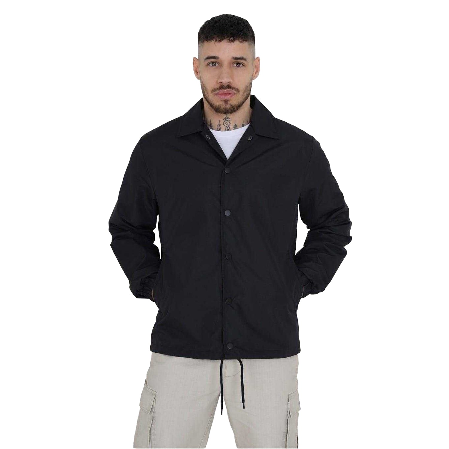 Black - Front - Brave Soul Mens Lightweight Coach Jacket
