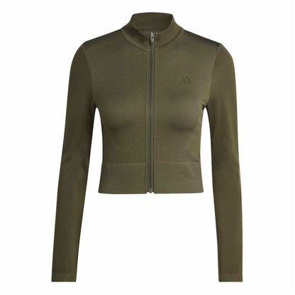 Khaki Tone - Front - Adidas Womens-Ladies Climacool Workout Jacket