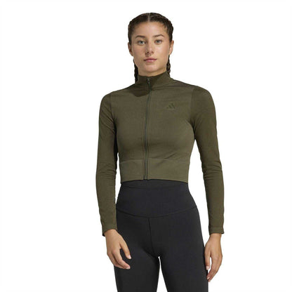 Khaki Tone - Lifestyle - Adidas Womens-Ladies Climacool Workout Jacket