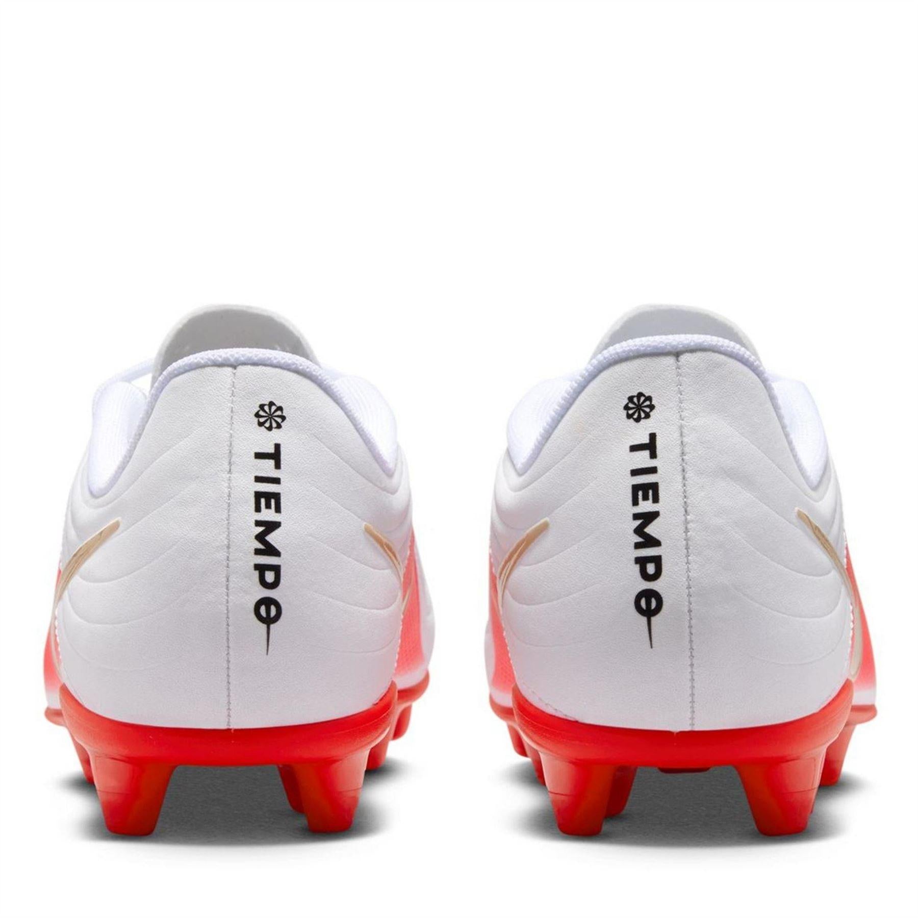 White-Red - Pack Shot - Nike Childrens-Kids Tiempo Club Firm Ground Football Boots