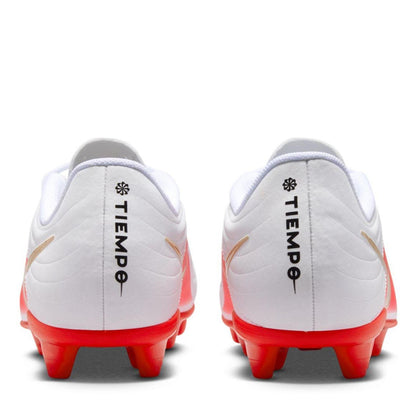 White-Red - Pack Shot - Nike Childrens-Kids Tiempo Club Firm Ground Football Boots