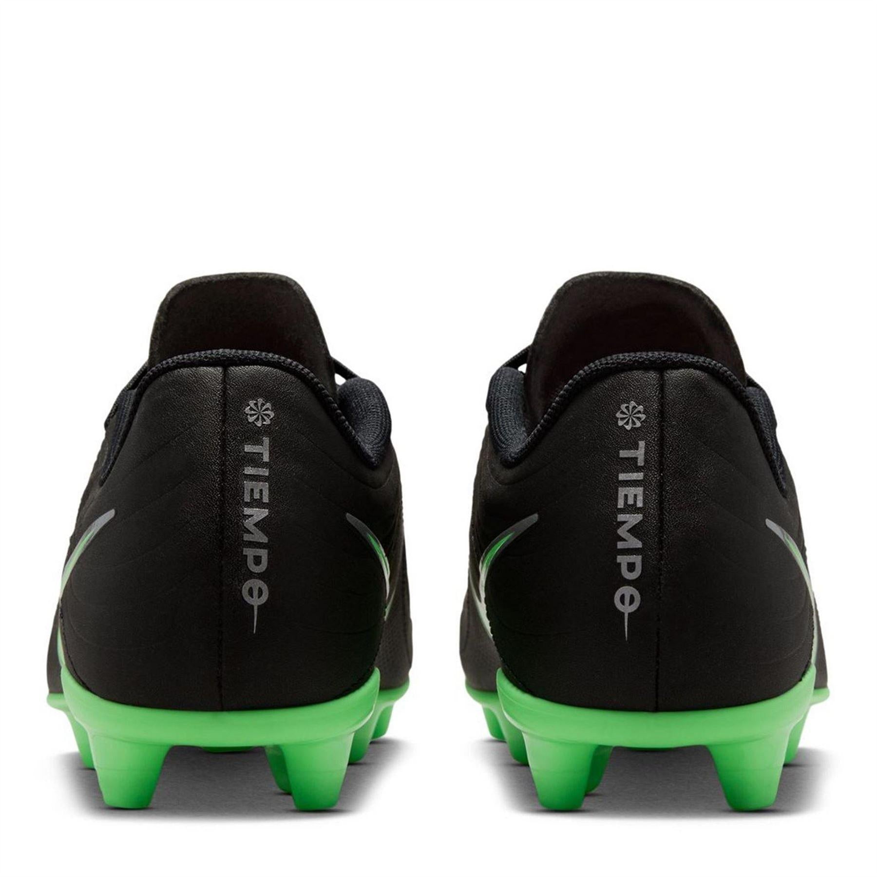 Black-Green - Pack Shot - Nike Childrens-Kids Tiempo Club Firm Ground Football Boots