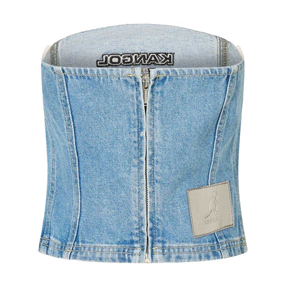 Blue - Back - Kangol Womens-Ladies Denim Bandeau Tube Top