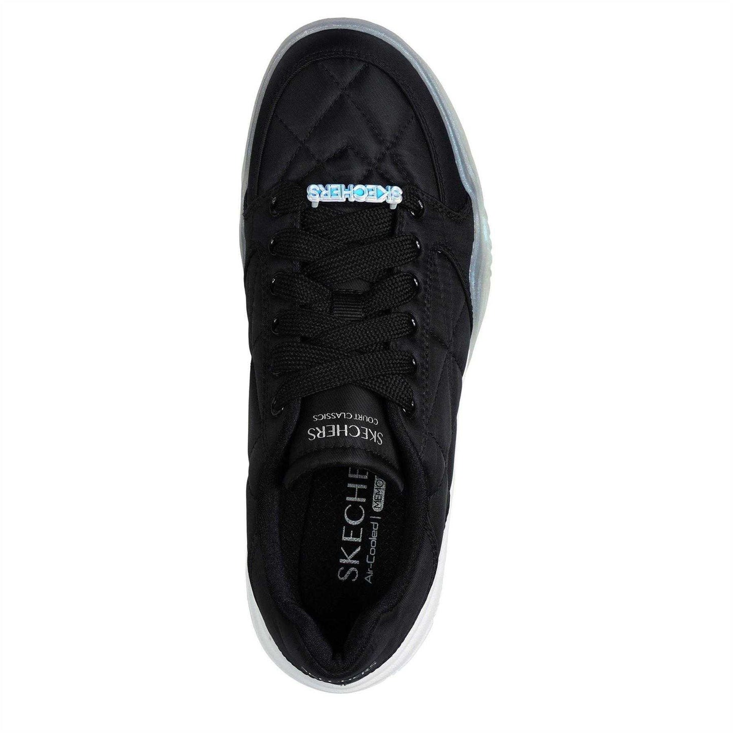 Black-White - Lifestyle - Skechers Womens-Ladies Denali Wedge Trainers