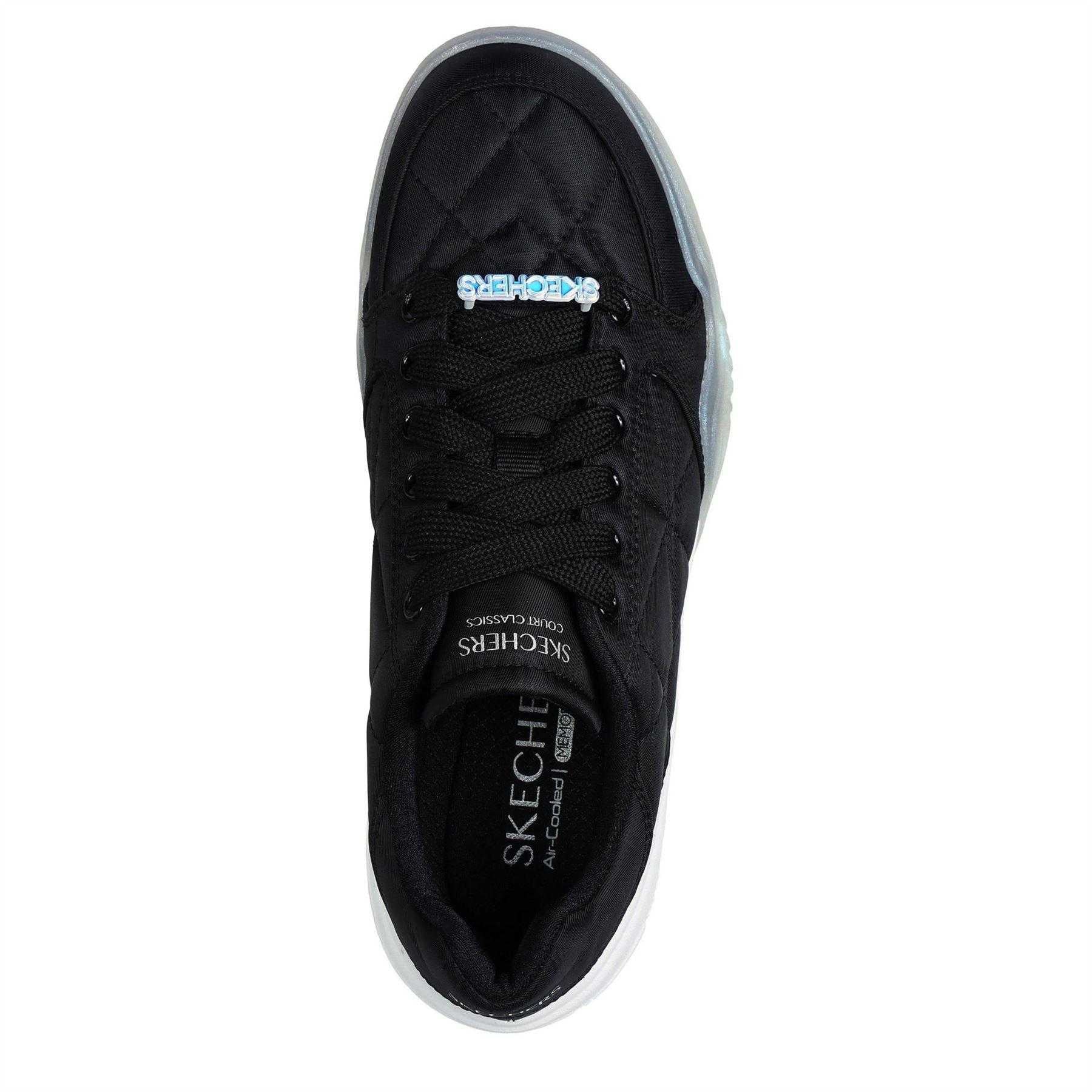 Black-White - Lifestyle - Skechers Womens-Ladies Denali Wedge Trainers