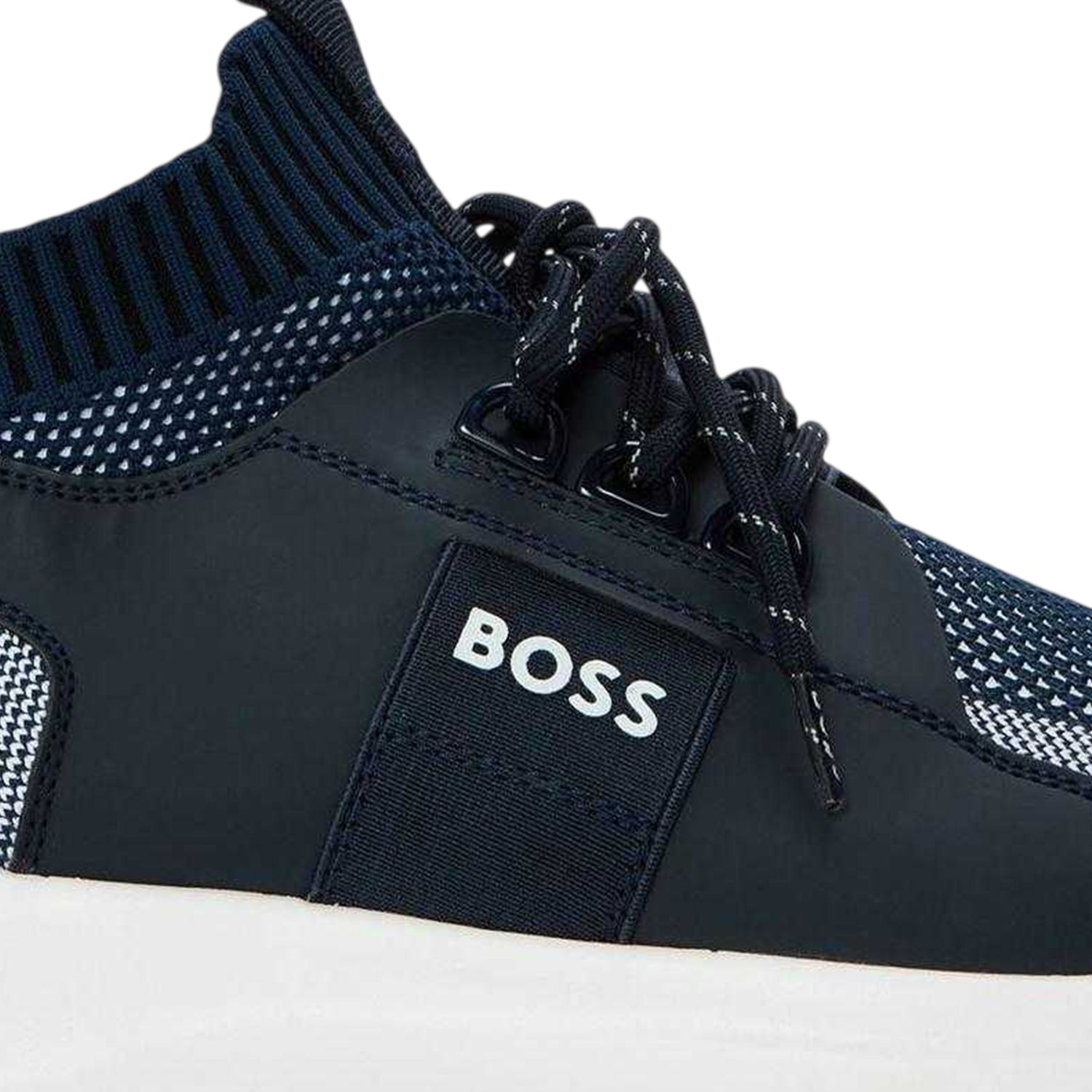 Dark Blue - Side - Boss Mens Extreme Logo Knitted Trainers