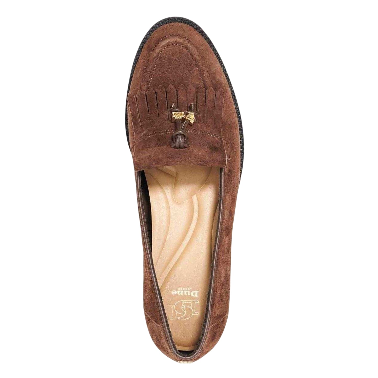 Brown - Side - Dune London Womens-Ladies Globetrot Suede Flat Loafers