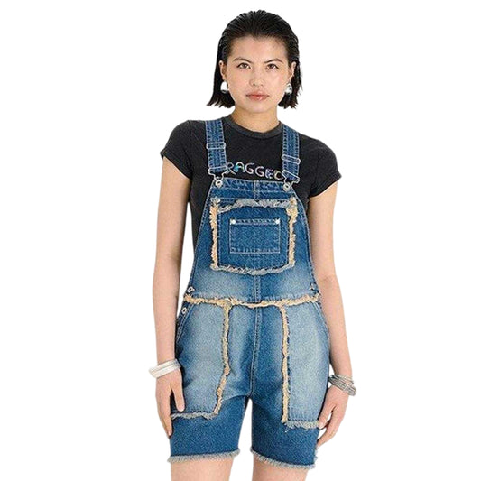 Dirty Washed - Front - The Ragged Priest Womens-Ladies Chroma Raw Edge Dungarees