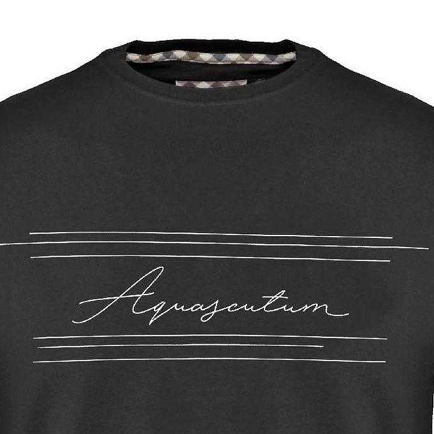 Black - Side - Aquascutum Mens Lettering Cotton T-Shirt
