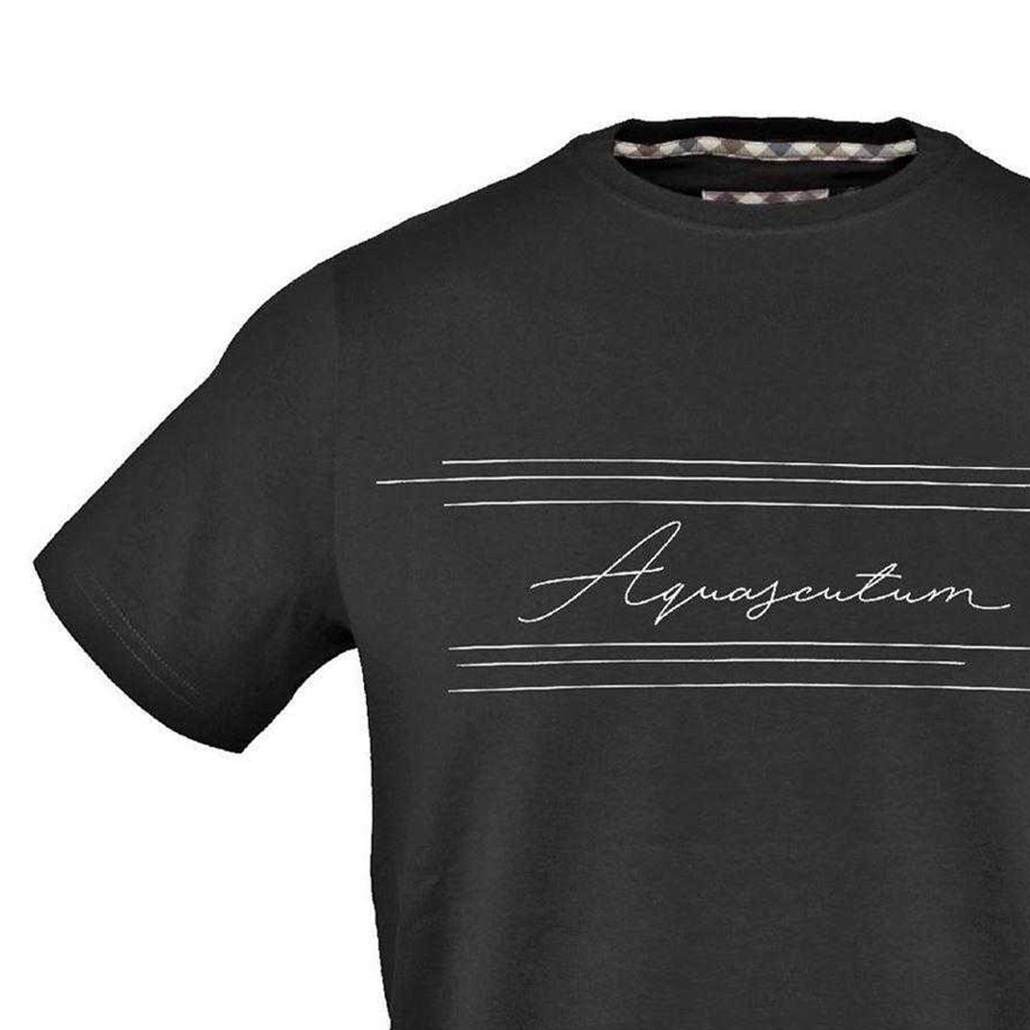Black - Lifestyle - Aquascutum Mens Lettering Cotton T-Shirt