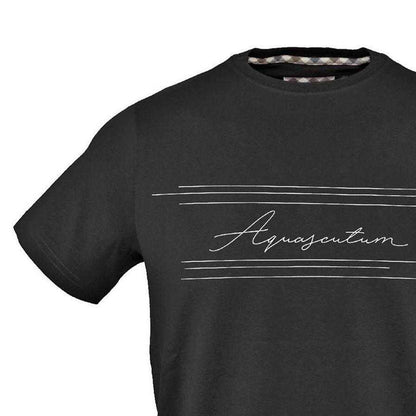 Black - Lifestyle - Aquascutum Mens Lettering Cotton T-Shirt