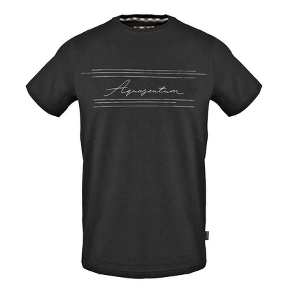 Black - Front - Aquascutum Mens Lettering Cotton T-Shirt