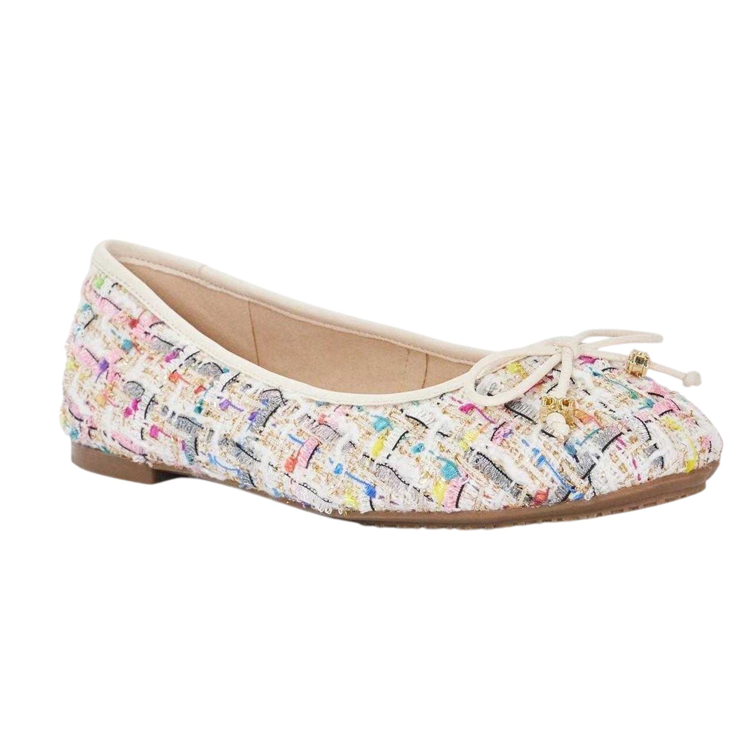 Multicoloured - Front - Dune London Womens-Ladies Lo Hallo Tweed Bow Detail Ballet Flats