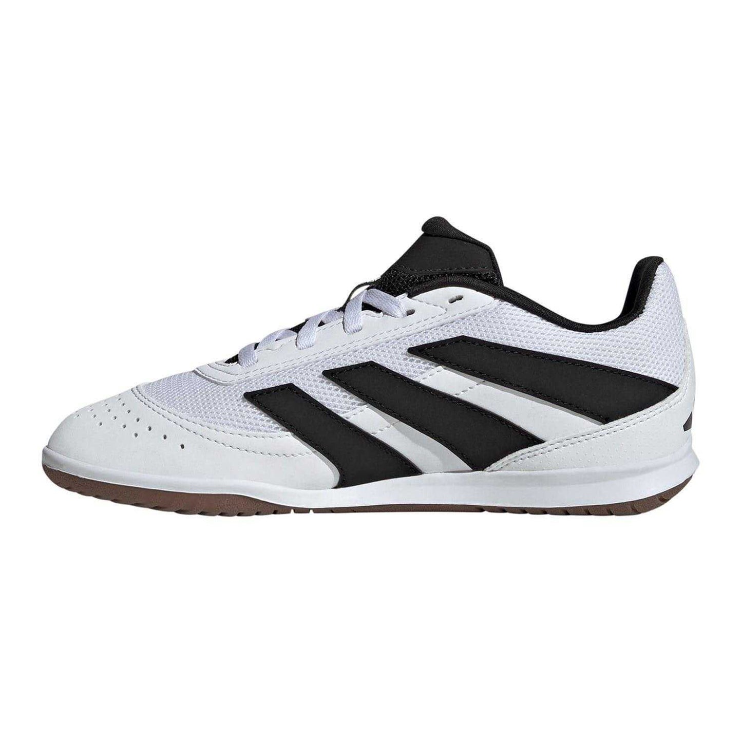 White-Black-Lemon - Side - Adidas Childrens-Kids Predator League Stripes Leather Football Boots